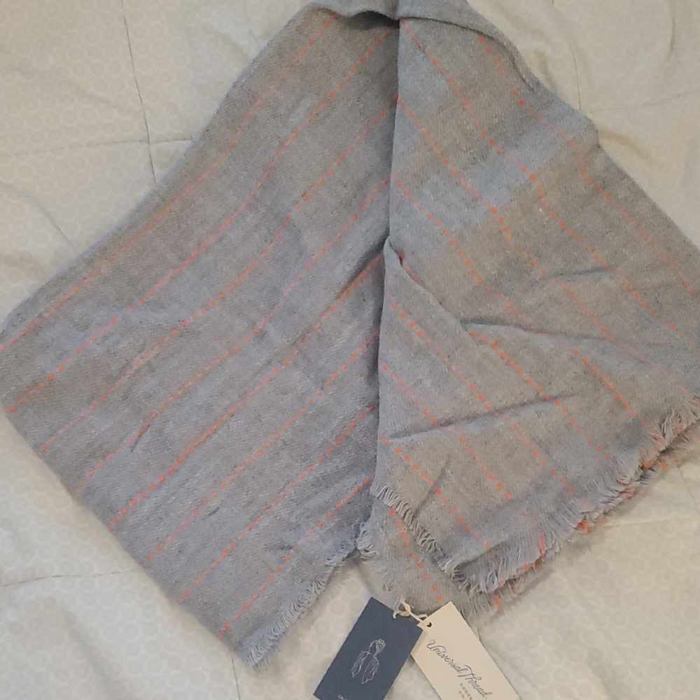 Gray and Orange Striped Scarf
